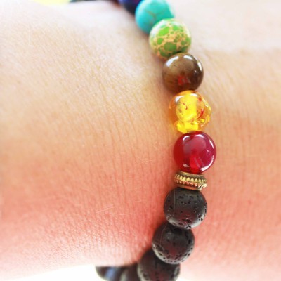 Reiki Chakra - Lava Bead Bracelet